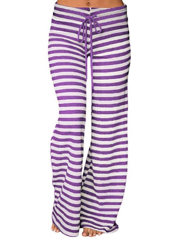 Title 4, Striped Wide Leg Drawstring High Waist Yoga Pants