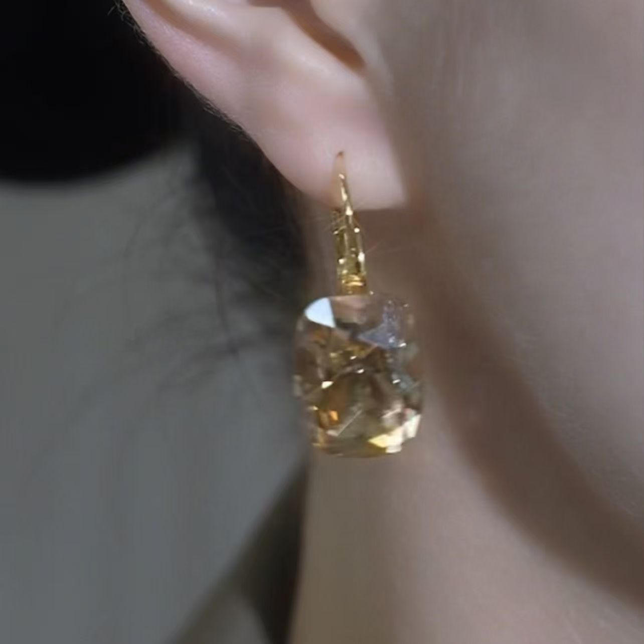 Manchettes d'oreille champagne avec strass — boucles sans perçage 1