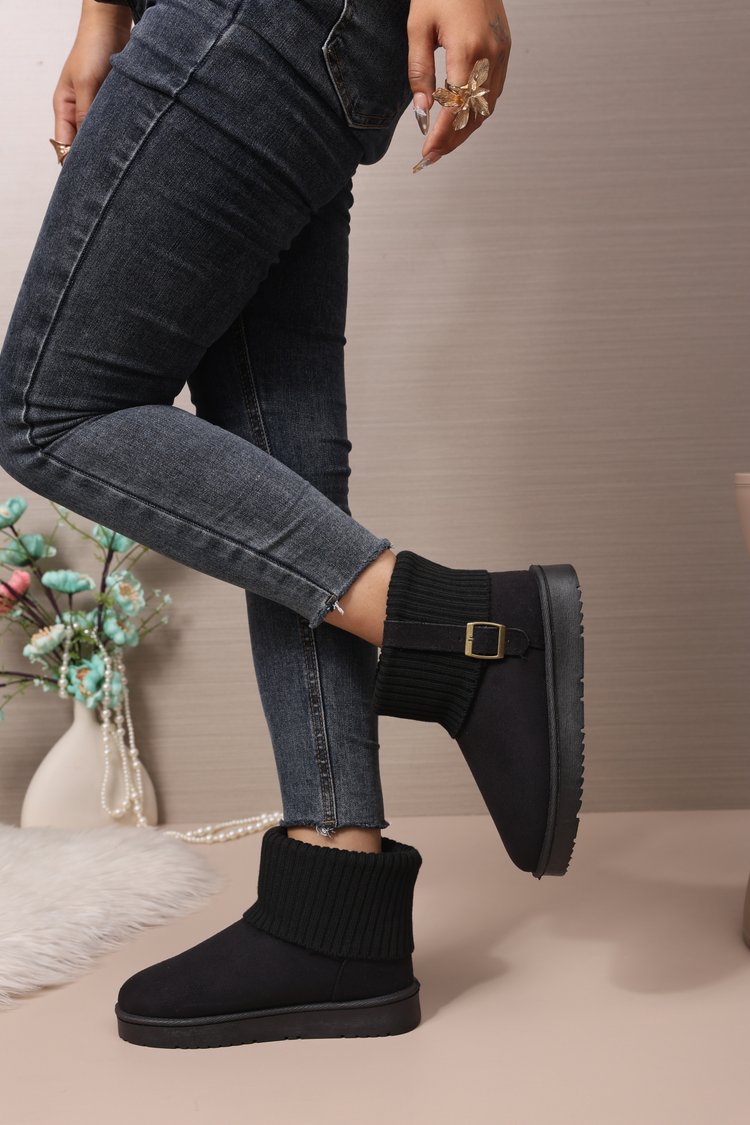 Faux Suede Ankle Snow Boots