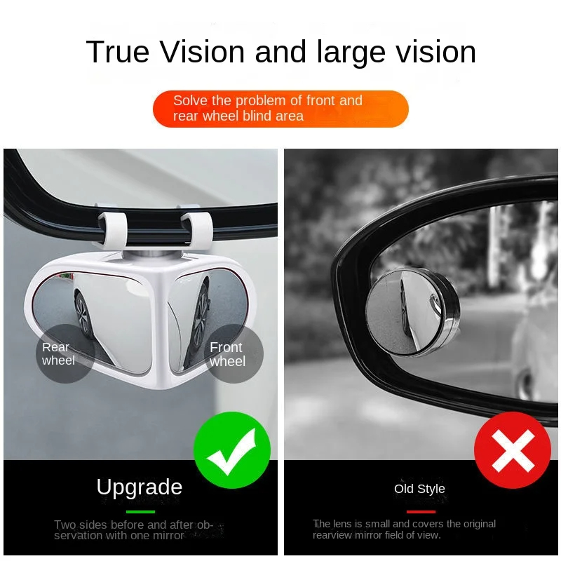 Car Reversing Small Round Mirror Front And Rear Wheel Wide-Angle Mirror Double-Sided Auxiliary Rearview 360 Adjustable Wide Angle Side Rear View Mirror For Car — foto 9