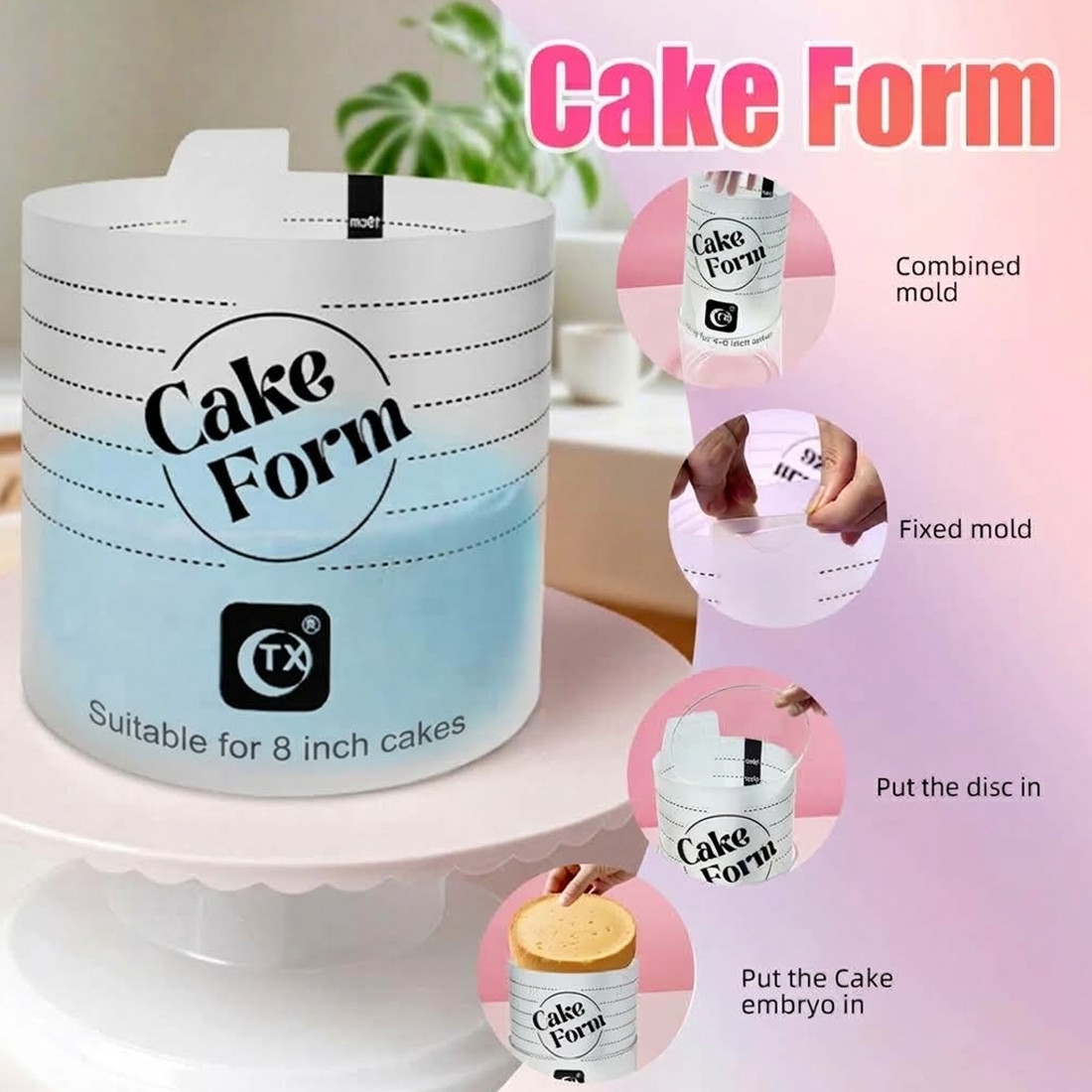 2Pcs Acrylic Cake Mold Round Mousse Cake Form Adjustable