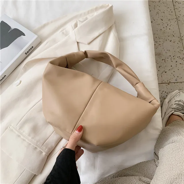 Dumpling Cloud Hand carried Western Style Wild Fashion One shoulder Armpit Bag Khaki - Shop at LoveMi