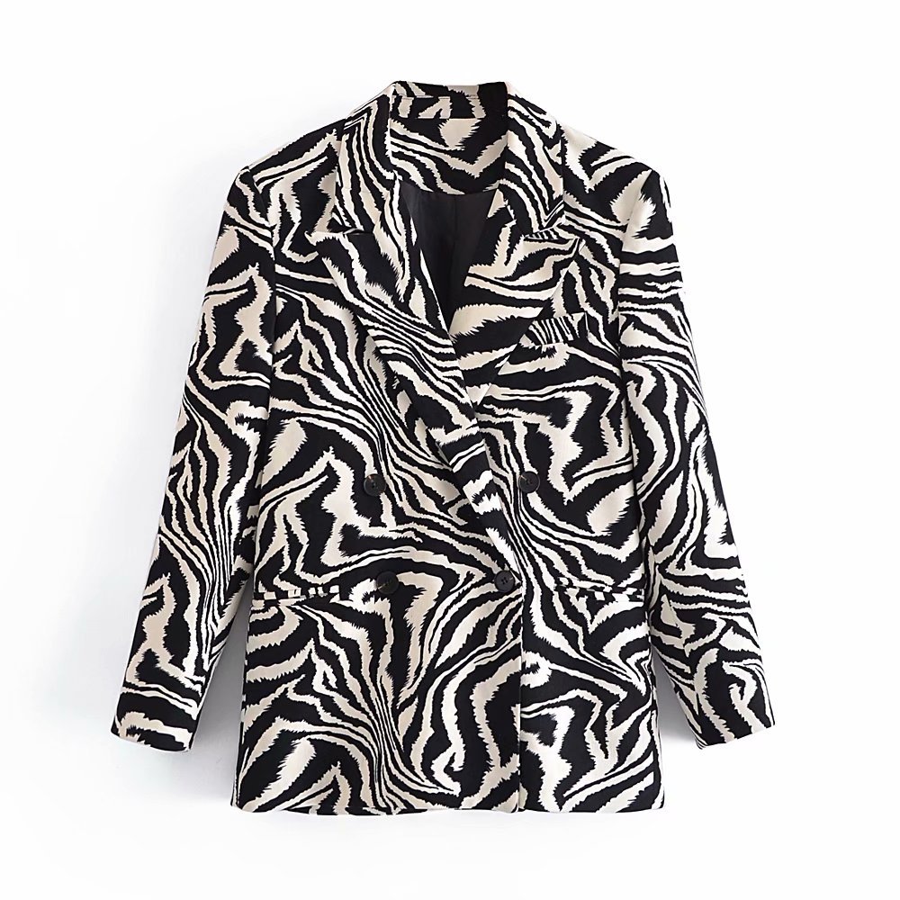 Women's Autumn Zebra Print Woolen Blazer Zebra - Shop at LoveMi