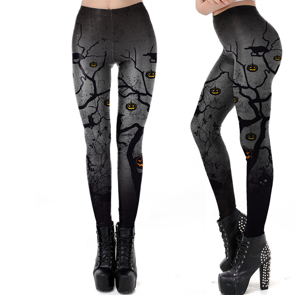 Women's Halloween Pumpkin Head Print Leggings