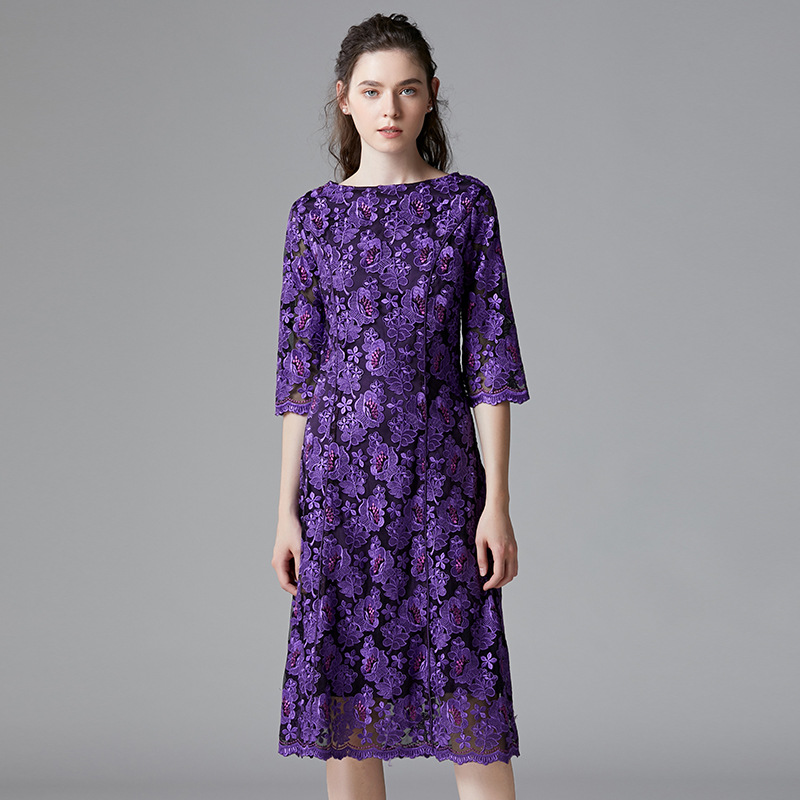 Embroidered Mesh Heavy Craft A-Line Large Dress Women — image 1