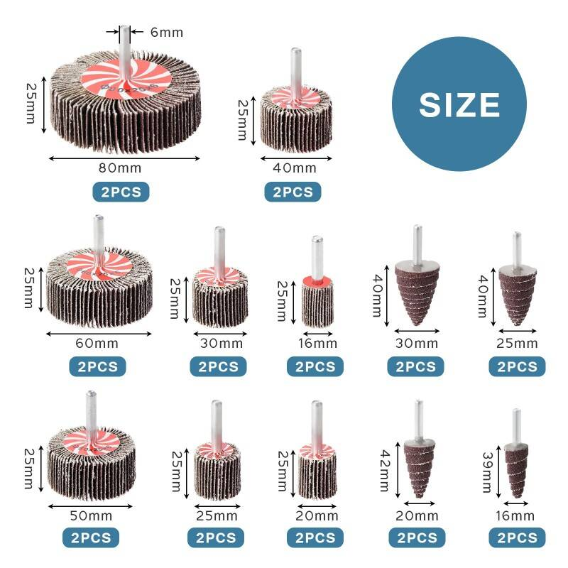 24PCS Sanding Bits Set With 12 Sizes Of 80 Grit Sand Paper For Drill Sanding Attachment, Rotary Tool Accessories, Polishing, Grinding, Deburring, Cleaning & Rust Removal