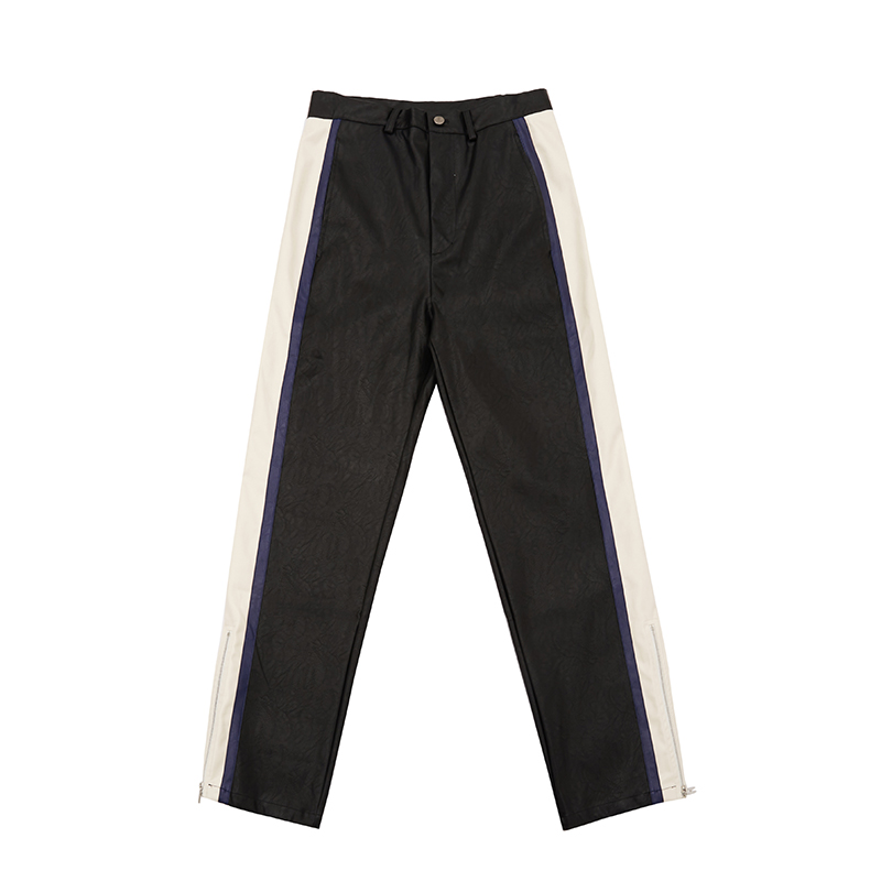 Title 2, Pantalon en cuir rayé pour homme, coupe ample e...