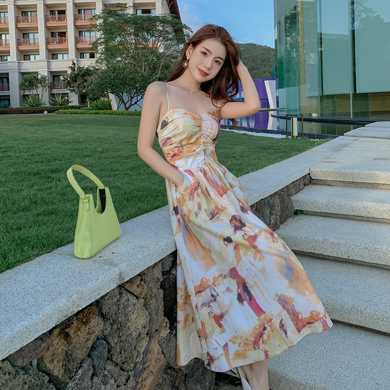 Women's Mid-length Fashion Print Tube Top Dress