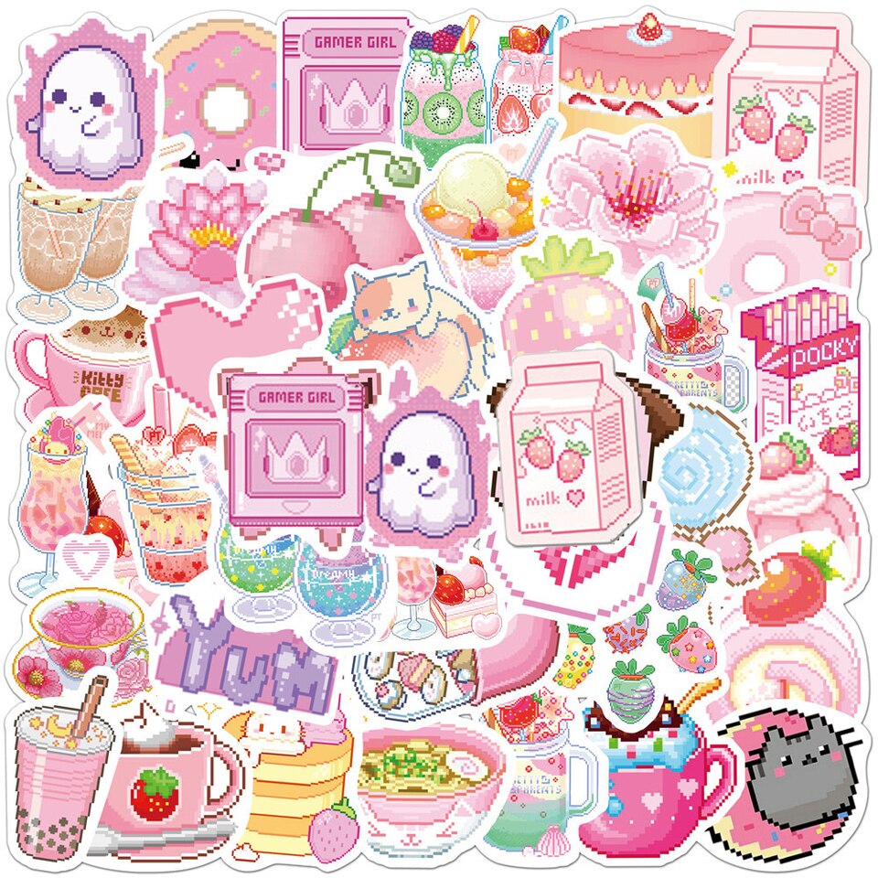 50 Pixel Graffiti Stickers Ins Style Luggage