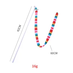 Cat Wands Plush Cat Teaser Toy With Cute Shape And Vivid Colour Interactive Cat Toys For Cat And Kitten - Rainbow - View 1
