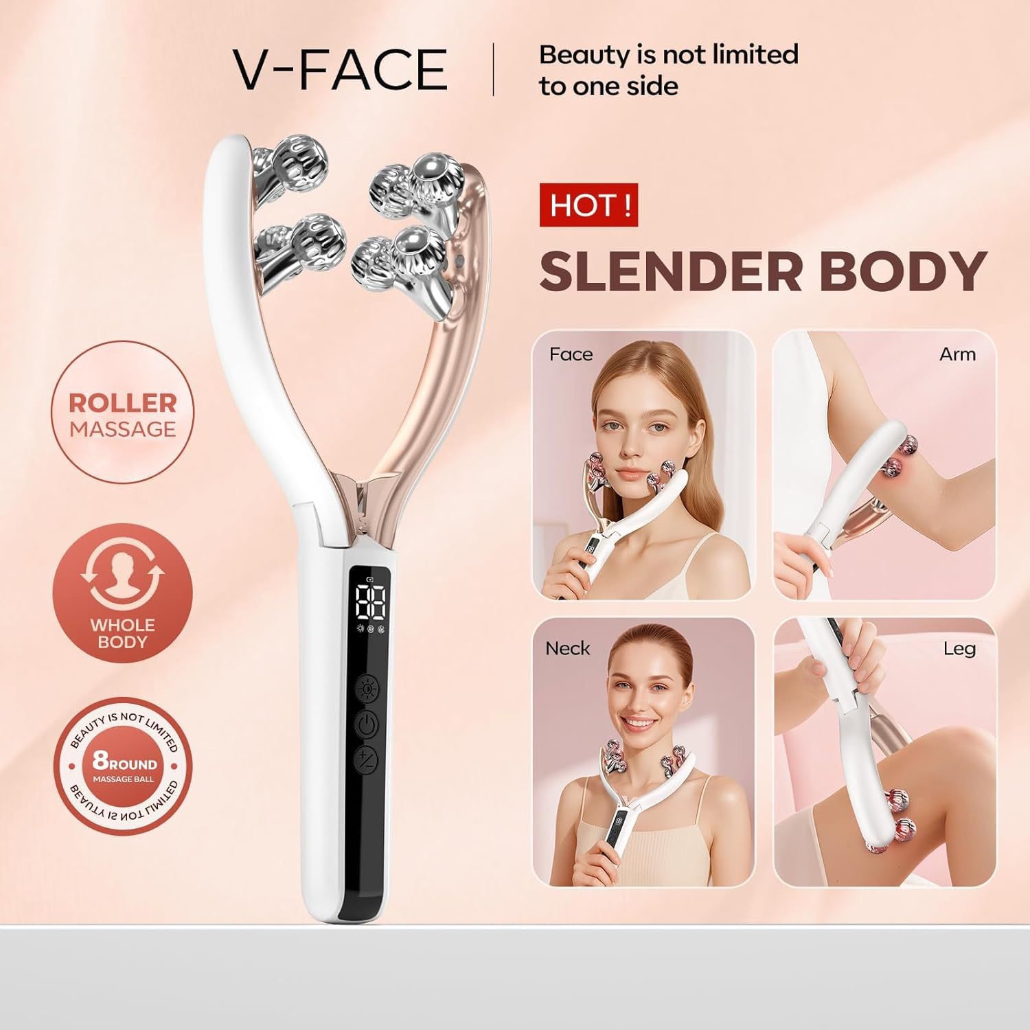 V-Shaped Face Contour Massager EMS Microcurrent Roller With LED Light Multi-Purpose Beauty Tool For Daily Skin Care 6