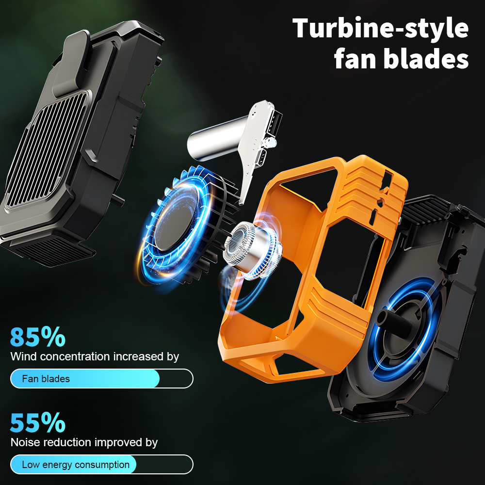 USB Rechargeable Waist-Mounted Fan & Power Bank Combo For On-the-Go Cooling--Green