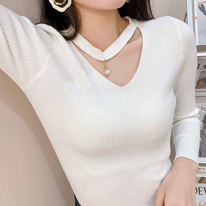 Title 4, Slim Slimming V-neck Halterneck Sweater Sweater...