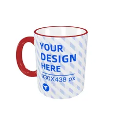 Eco-friendly Ceramic Comfortable Handle Edge Color Mug - Red - View 1