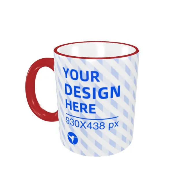 Eco friendly Ceramic Comfortable Handle Edge Color Mug Red - Shop at LoveMi