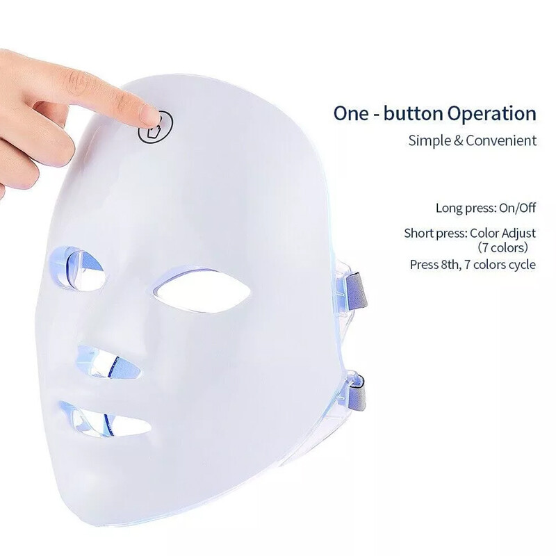 7Colors LED Light Photon Face Mask Neck Rejuvenation Skin Facial Wrinkle Therapy — image 3