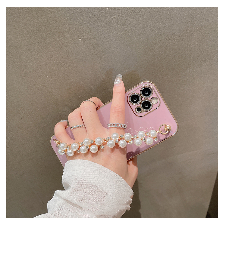 Compatible with Apple , Simple Electroplating Pearl Chain Phone Case - Image 4