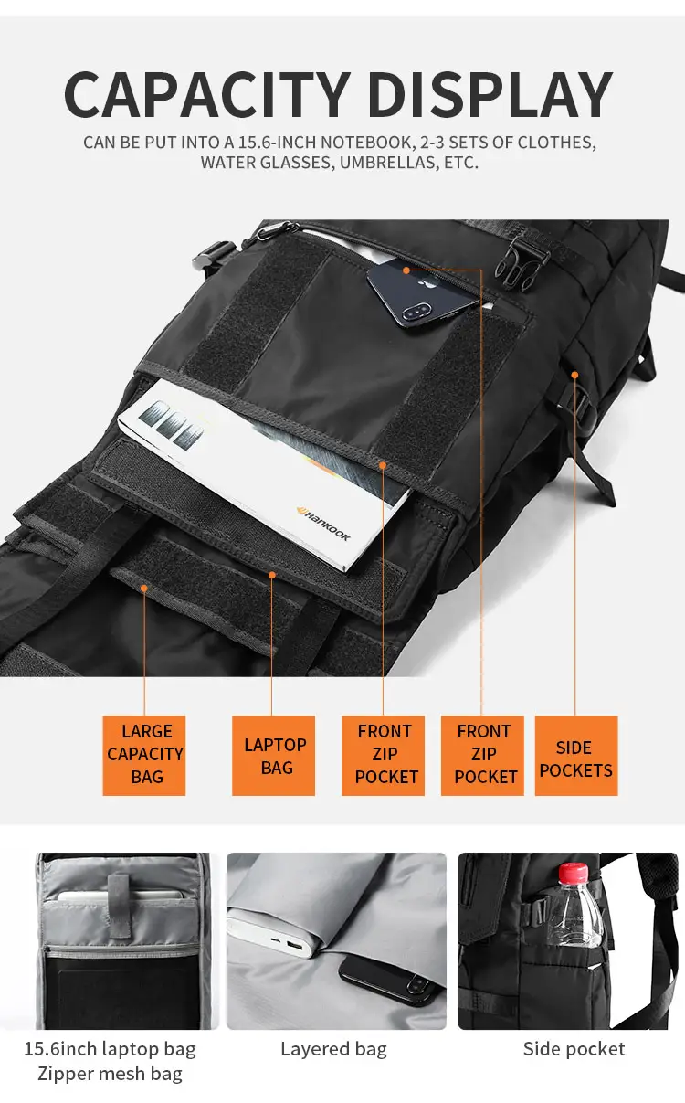 Men's Large Capacity Functional Tactical Backpack