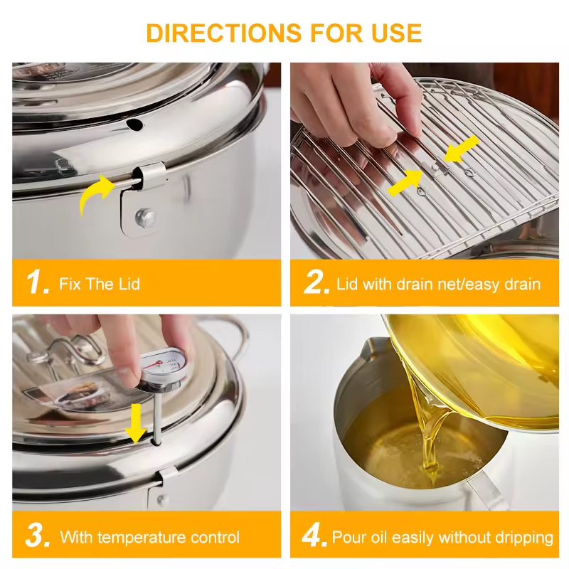 Tempura Deep Fryer Japanese Style Deep Fryer 304 Stainless Steel With Thermometer And Filter Cookware Deep Fryer 6