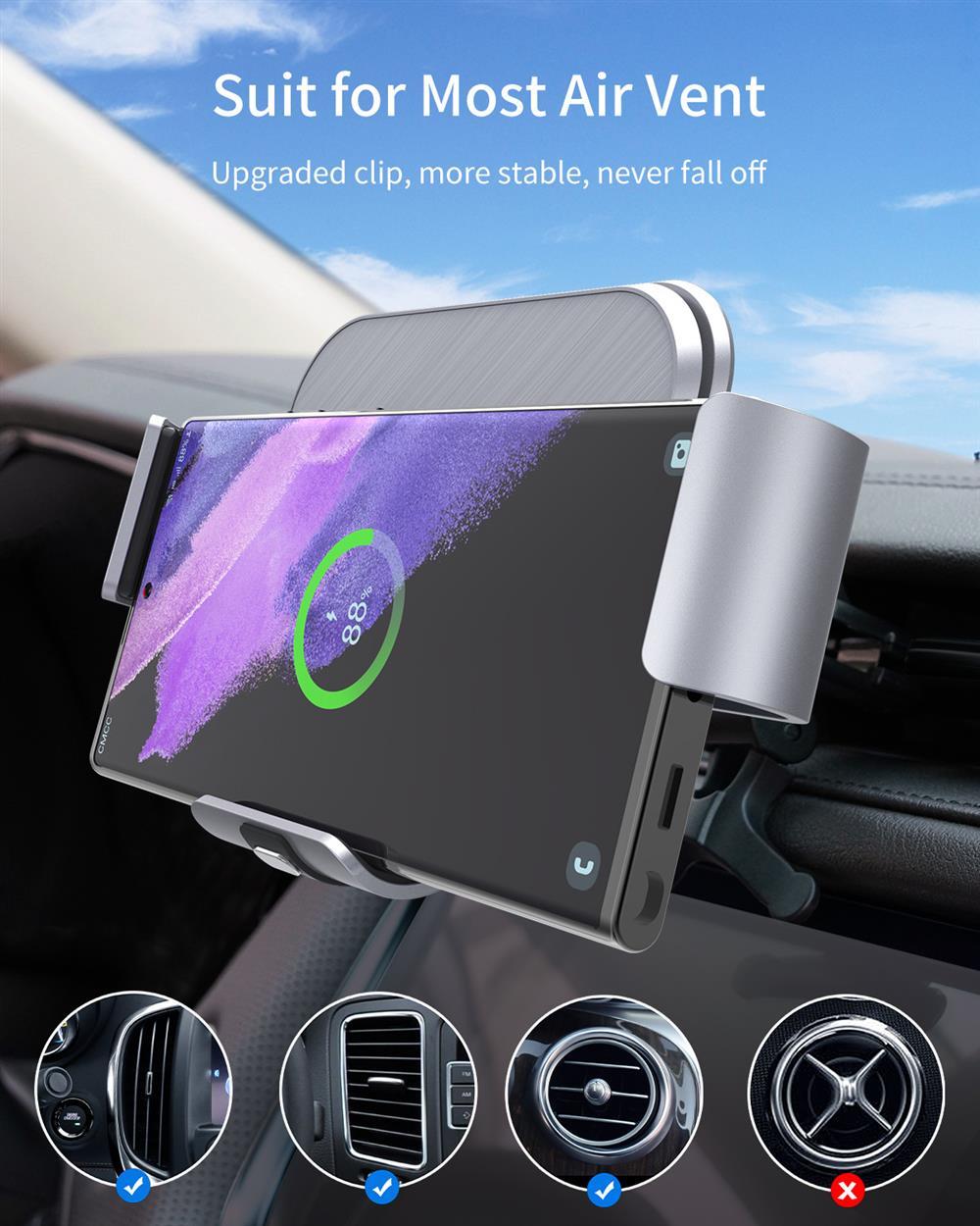 S8 Double Coil Folding Screen Car Mount Wireless Charging - Image 3