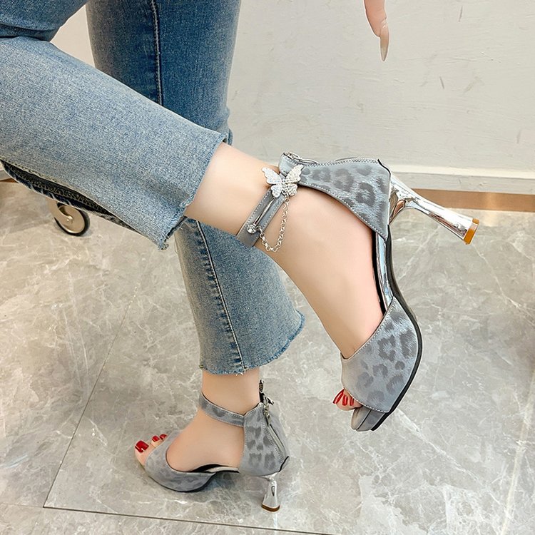 Rhinestone Open-Toe Heeled Sandals