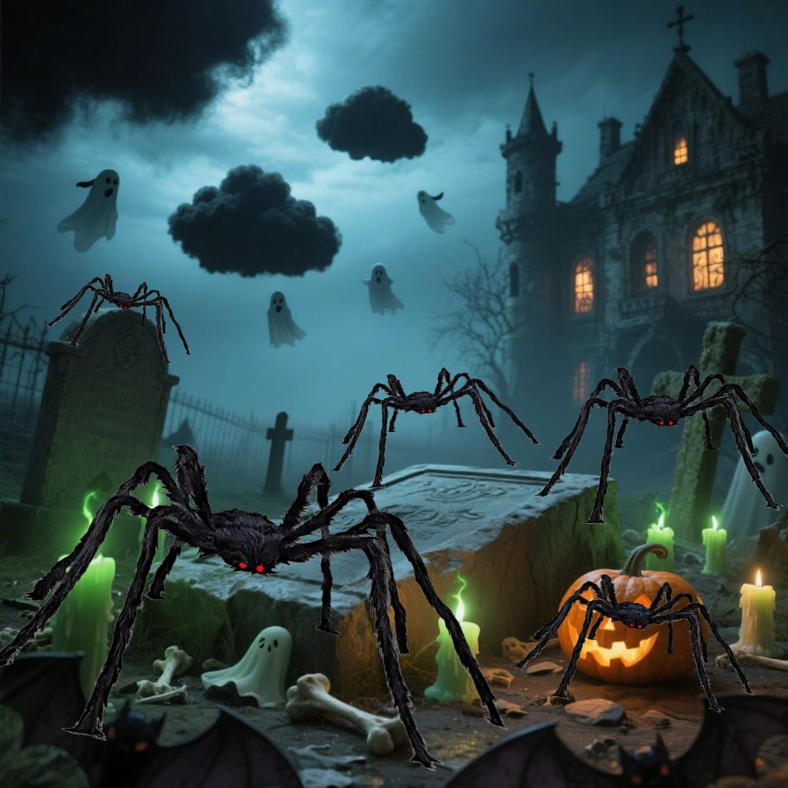 Giant Spider 6.6 Ft Halloween Decorations Fake Furry Spiders Large For Outdoor Indoor Yard Home Costumes Party House Decor 1 Pack — foto 2