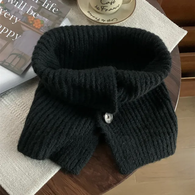Ins Style Women's Autumn And Winter Solid Color Cold proof Warm Scarf Elegant Black - Shop at LoveMi