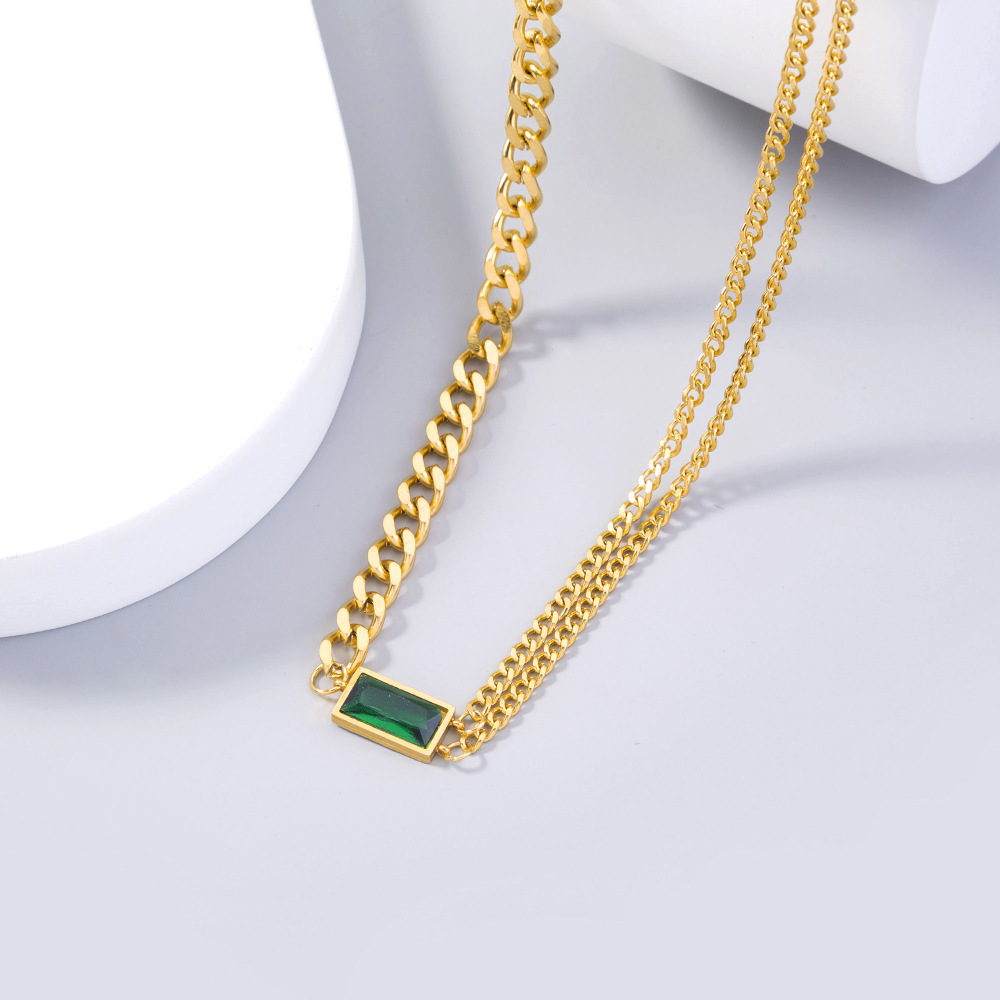 Stone Clavicle Necklace Choker Stitching Chain Necklace