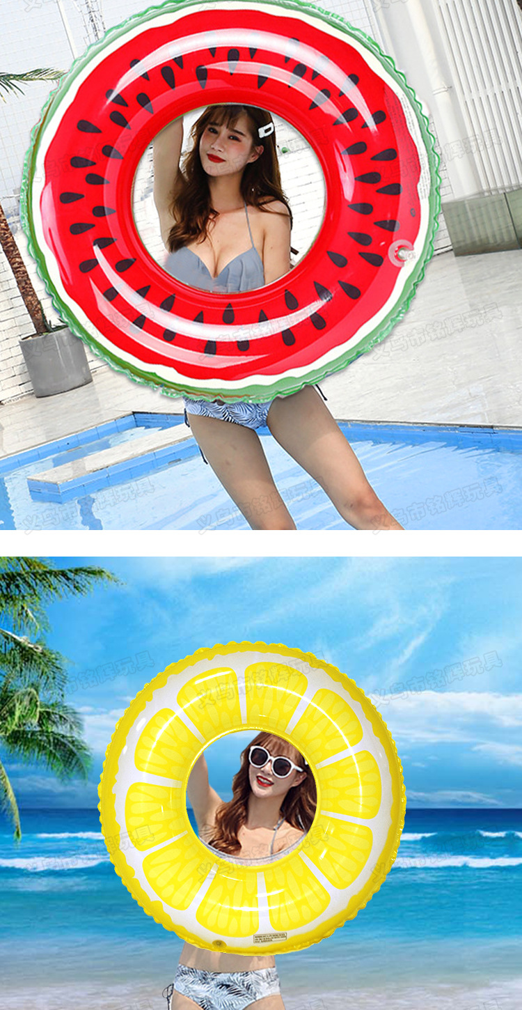 Title 2, PVC Inflatable Watermelon Orange Fruit Swim Ring