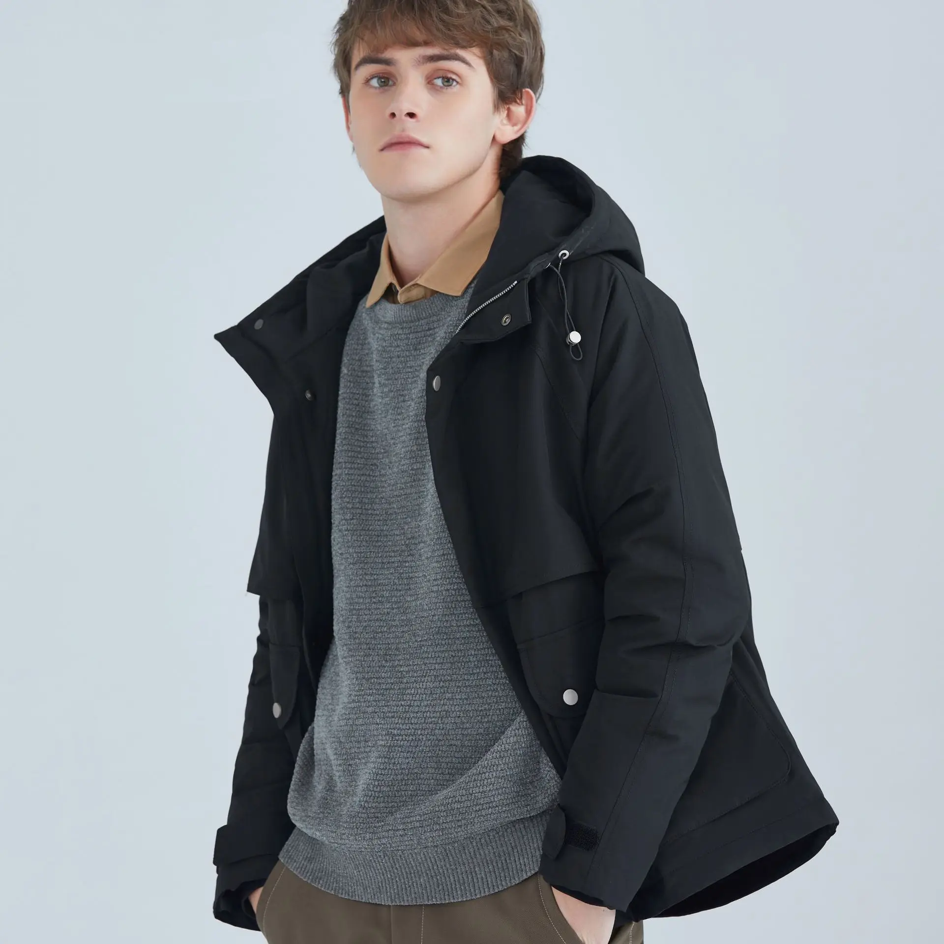 All-match Short White Duck Down Hooded Jacket