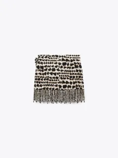 Beaded Double Breasted Printed Mini Skirt - View 1