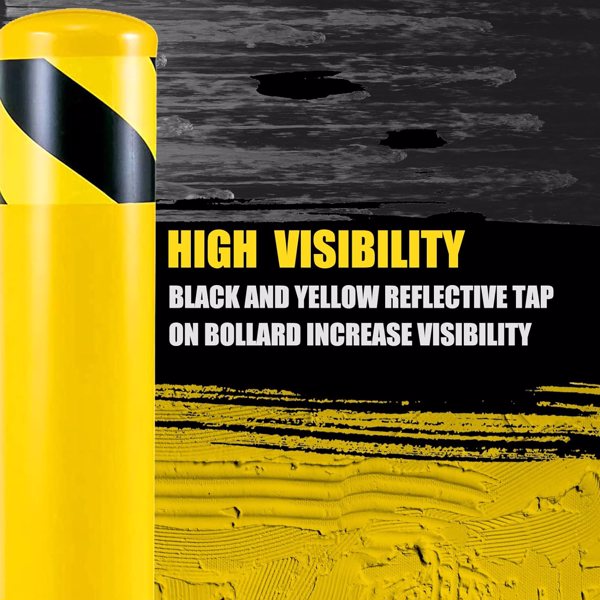 Safety Bollards, Steel Bollard Post, Yellow Powder Coated Safety Parking Barrier Post For High Traffic Areas — foto 3