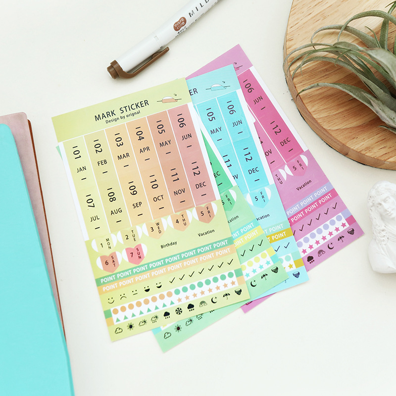 Six-color Rainbow Gradient Hand Account Index Sticker 8pcs