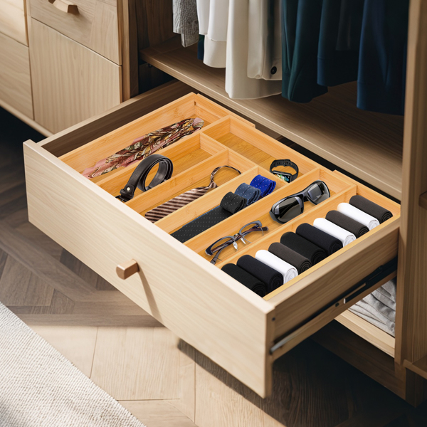 Bamboo Expandable Kitchen Drawer Storage Box