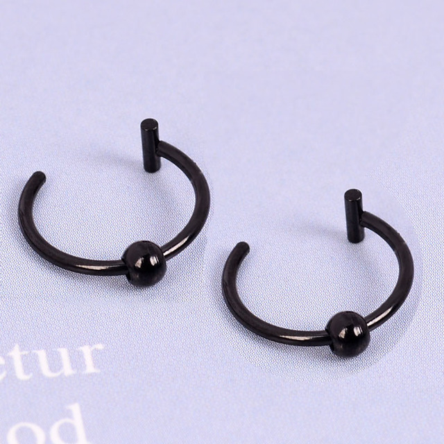 Punk 8 10mm Titanium Steel Lip Rings Cuff Clip On