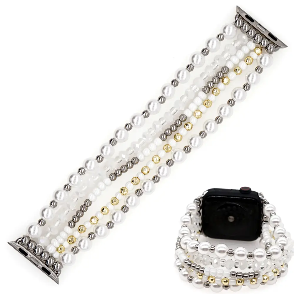 Pearl Rice Beads Hand Beaded White Watch Strap