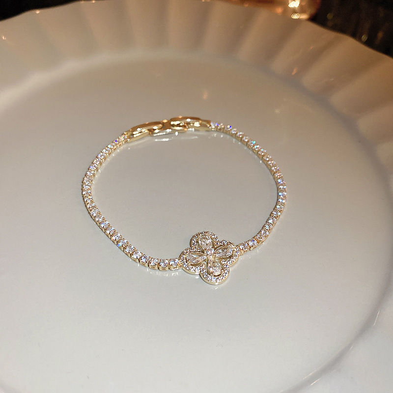 18K Gold Plated Rainbow Oval Zircon Adjustable Bracelet Exquisite Pull-out Bangle Elegant Women's Hand Jewelry