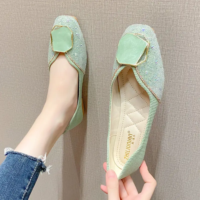 Soft Bottom Square Toe Flat Single Shoes Women Fashion