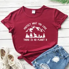 T Shirt Fashion Female Pattern Vegetarian Ecology - Wine - View 1