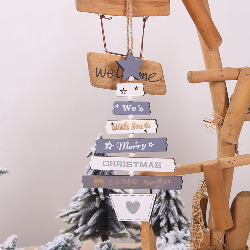 Color Wooden Creative Letter Christmas Tree Pendant