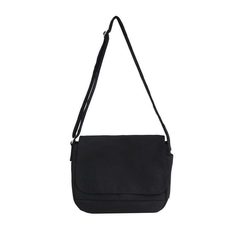 Pure Color Messenger Japanese Canvas Bag Korean Style Simple One-shoulder Backpack