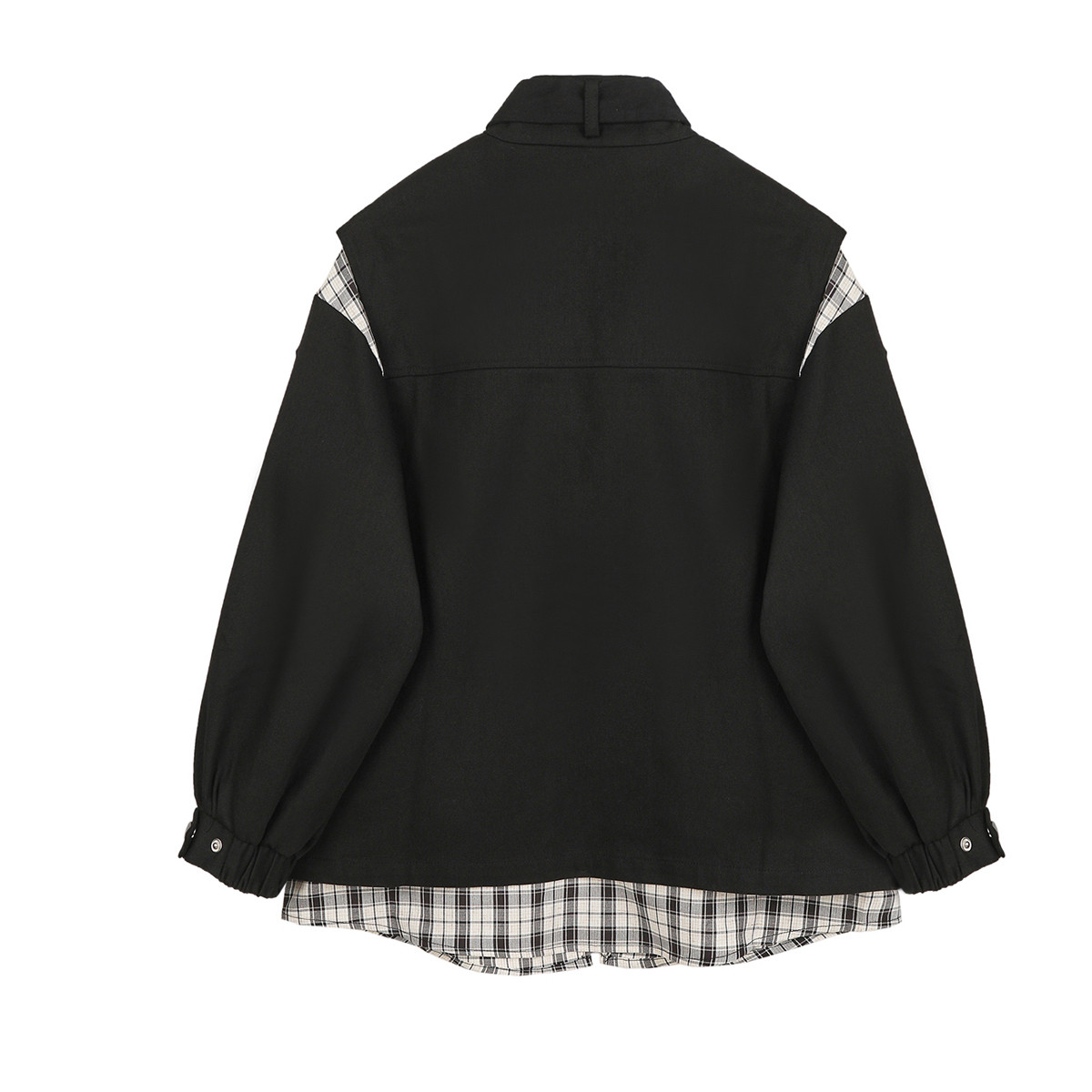 Contrasting Color Stitching Plaid Fake Two-piece Denim Jacket Women