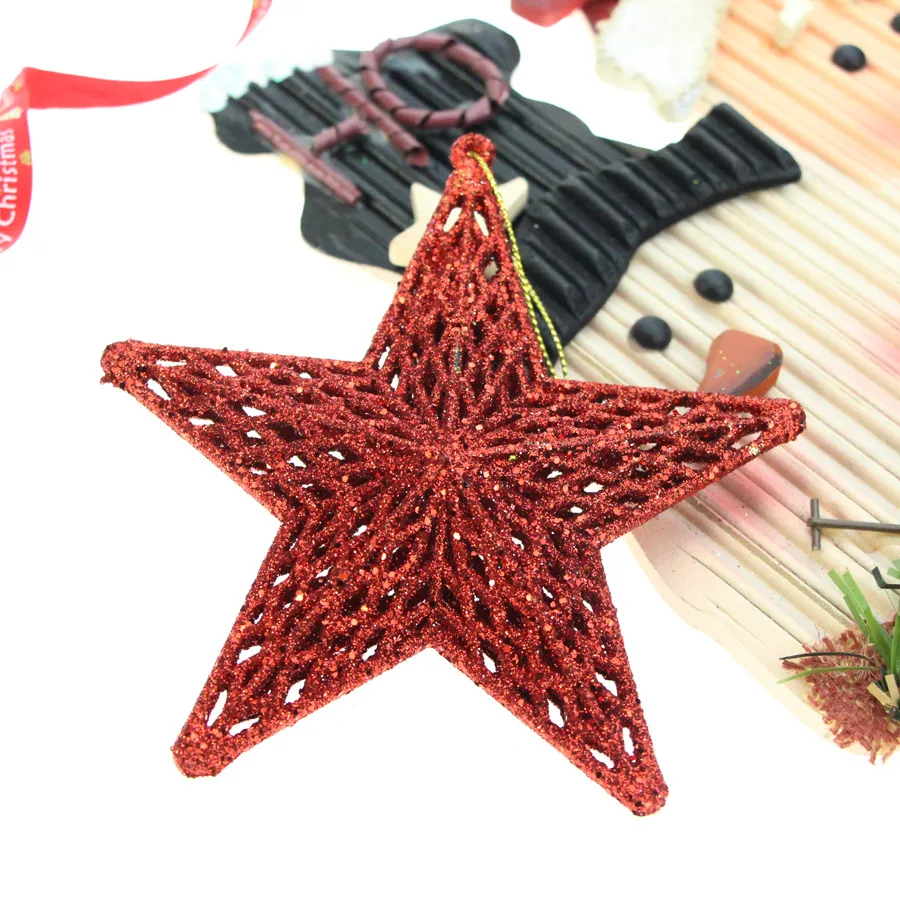 Christmas Three-dimensional Plastic Mesh Star Decoration - Red