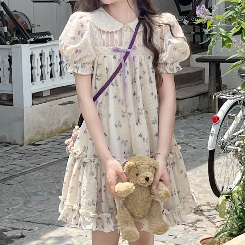 Wisteria Flower French Embroidery Floral Dress — image 1