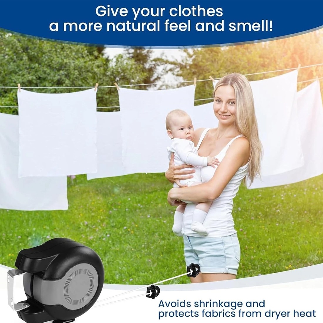 30m Retractable Clothes Reel Double Washing Line Wall Mounted Outdoor Drying Hot