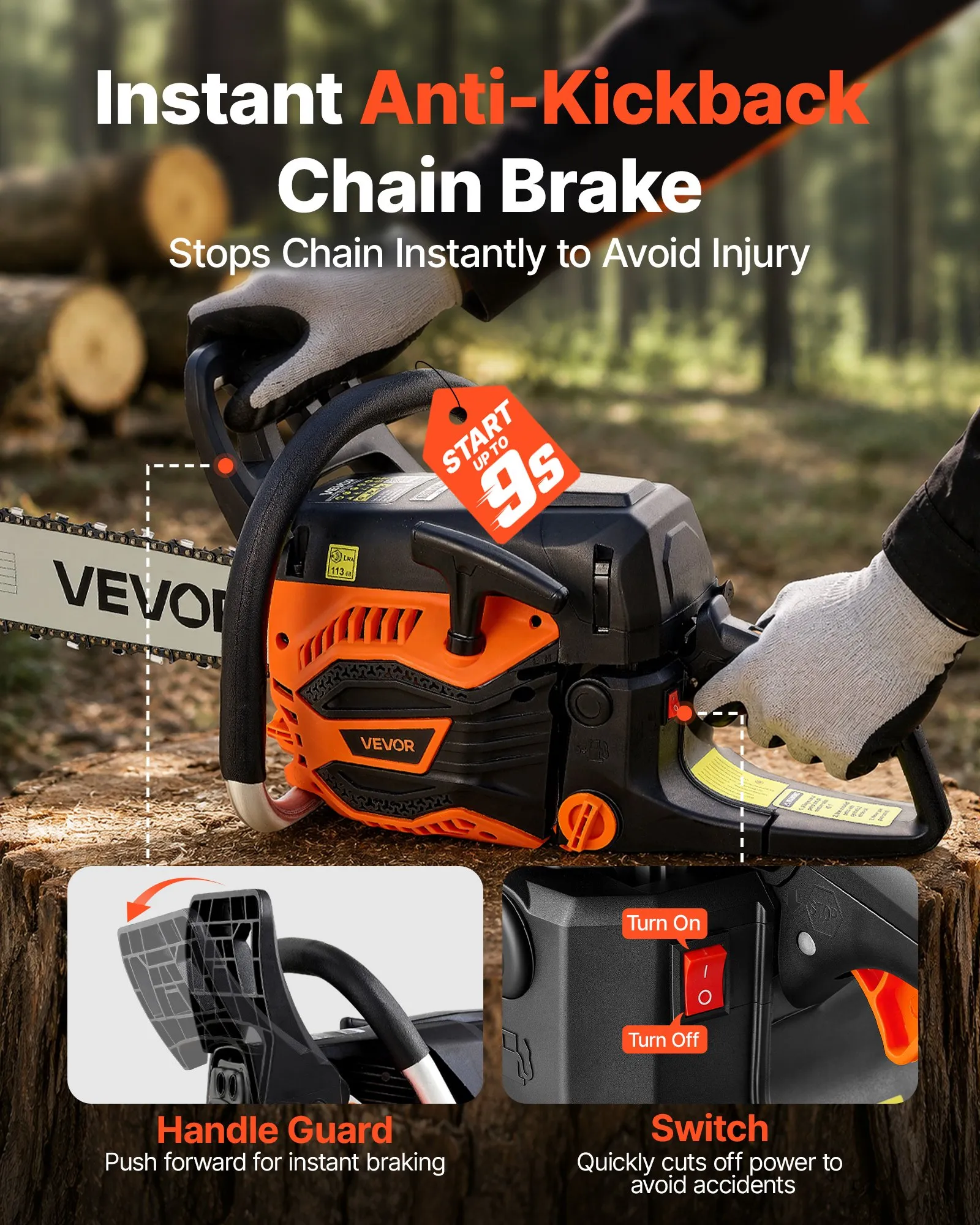 Gas Powered Chainsaw 20 & 22 Inch 62CC 3.8HP 2 Stroke Engine Saw, For Wood Cutting, Tree Trimming & Land… image 5