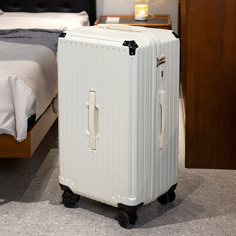 Five Wheel Large Capacity Luggage For Women 2025 New Model Boarding Case Travel Case For Men 28 Suitcase Sturdy, Durable, Thickened - Cup Holder USB Interface-white — 1