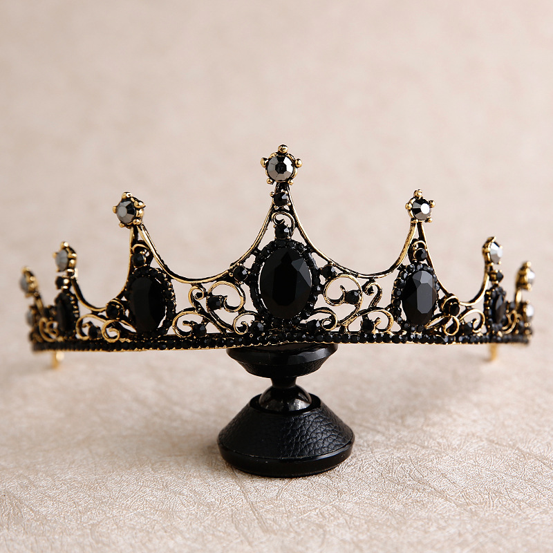 New Baroque Retro Black Crown Bridal Headdress Wedding Wedding Photo Accessories — foto 2