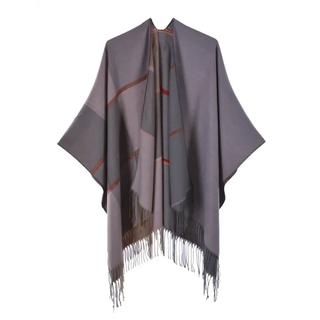 New Temperament Gentle Retro Fashion Jacquard Thickened Warm Shawl Plaid Pink - Shop at LoveMi