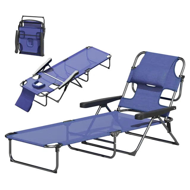 Folding Lounge Chair W Reclining Back, Navy Blue Blue - Shop at LoveMi